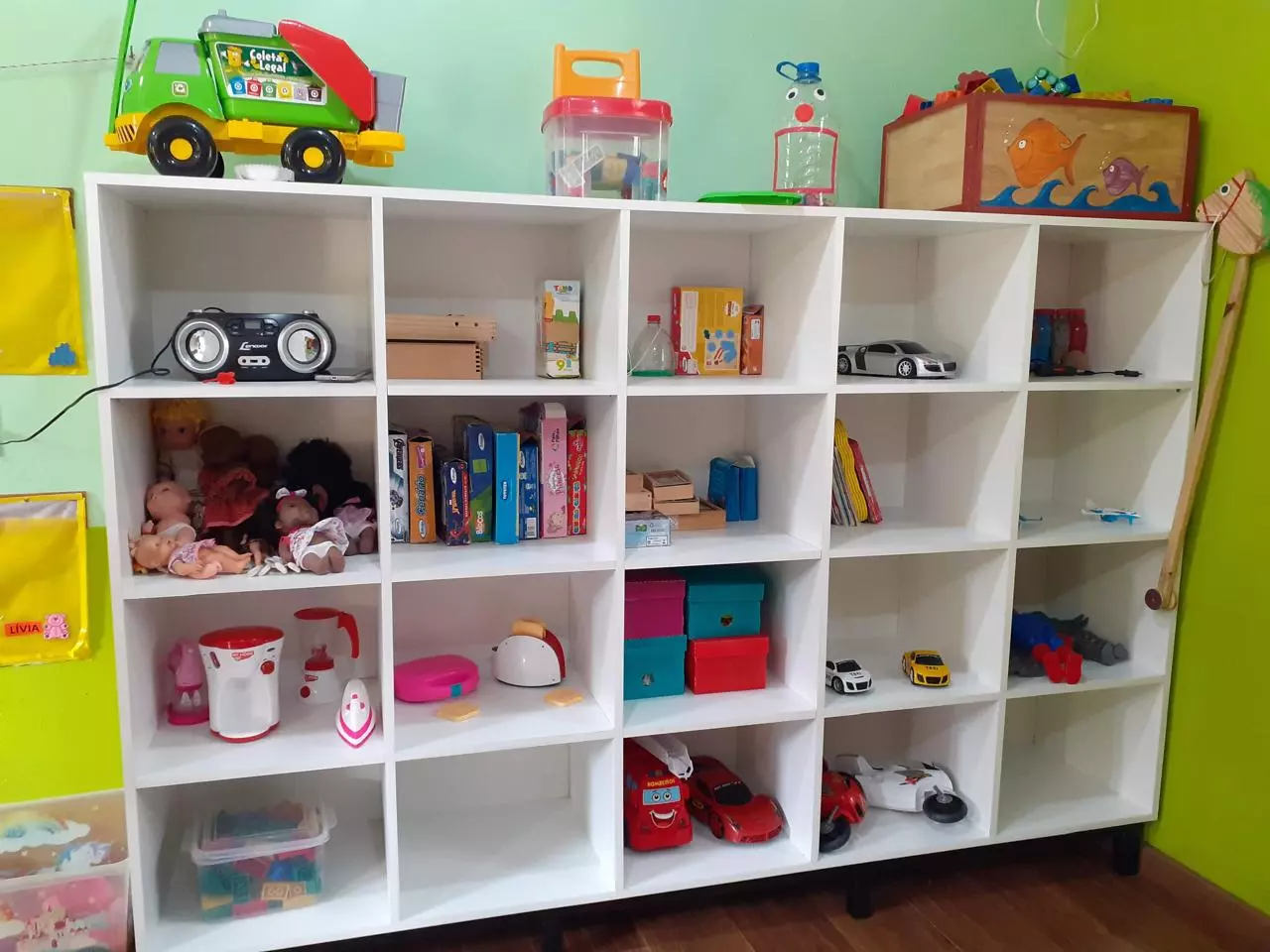 Armário para sala de aula com 20 divisões para armazenamento de brinquedos infantil